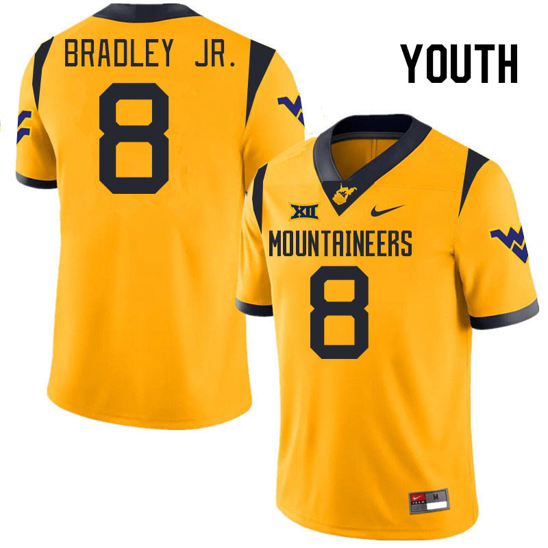 Youth #8 Tyrin Bradley Jr. West Virginia Mountaineers College 2024 New Uniforms Football Jerseys Sti